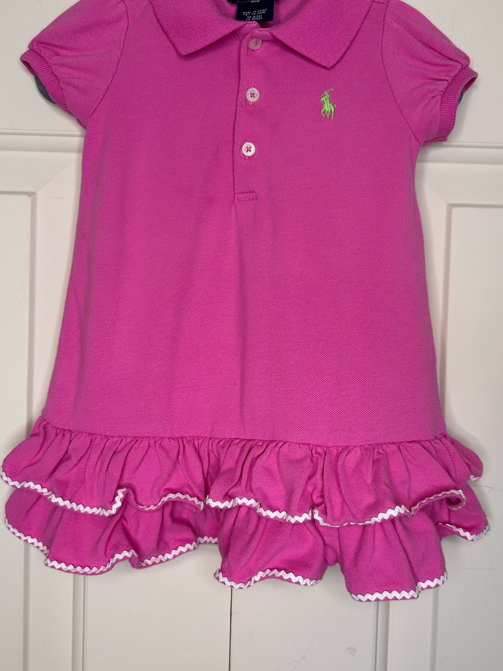 Ralph Lauren Girls' Hot Pink Polo Dress with Ruffle Hem